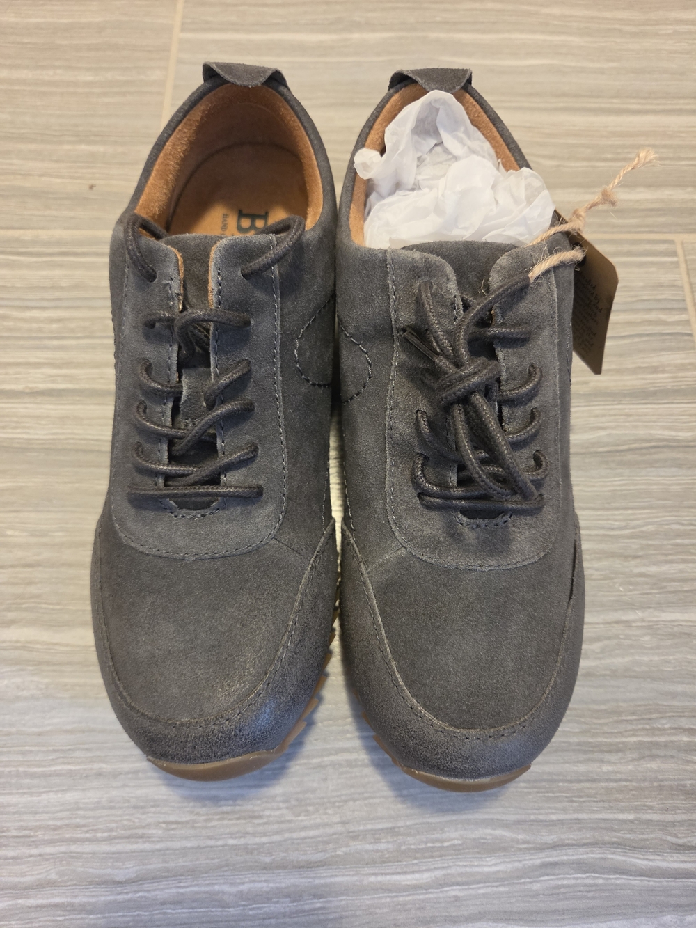 Clarks Women's Dark Grey Suede Lace-Up Flats